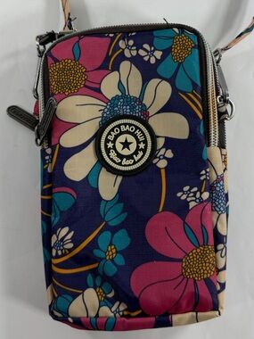 Bao Bao Hui Floral Mini Crossbody Phone Bag Y2K Multi Zip Organizer